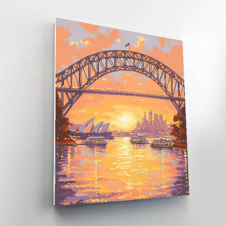 Sunset Over The Sydney Harbour Bridge Sydney Australia paint by color