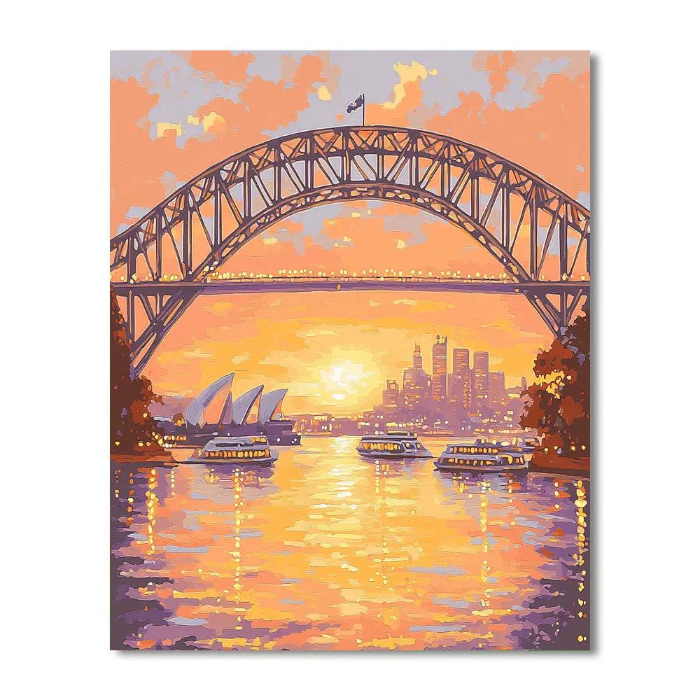 Sunset Over The Sydney Harbour Bridge Sydney Australia paint by color