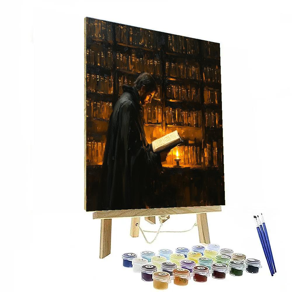 Rembrandt Inspired Candlelit Library Scholar Number painting