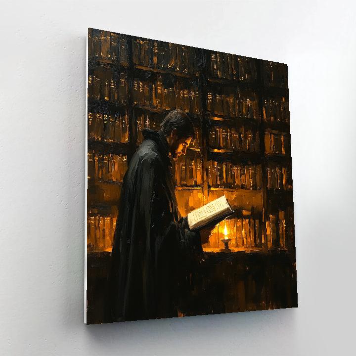 Rembrandt Inspired Candlelit Library Scholar Number painting