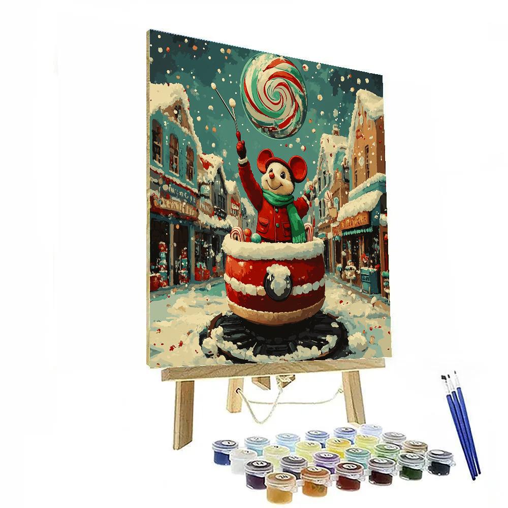 Snowglobe Parade On The Gingerbread Main Street paint by numbers