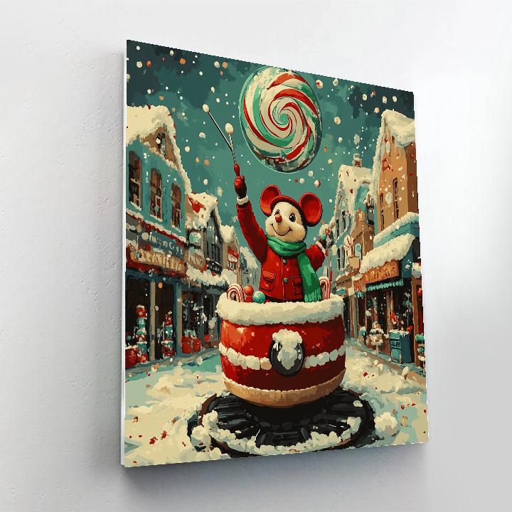 Snowglobe Parade On The Gingerbread Main Street paint by numbers