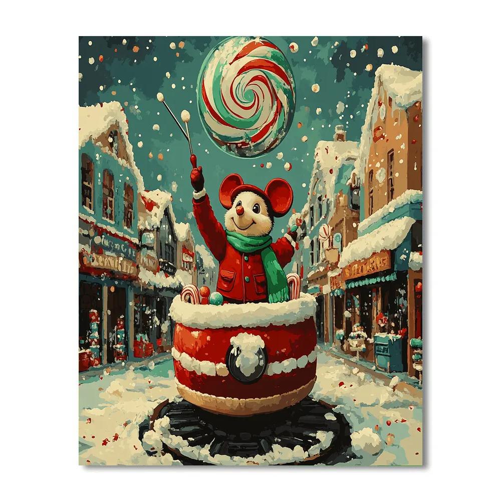 Snowglobe Parade On The Gingerbread Main Street paint by numbers