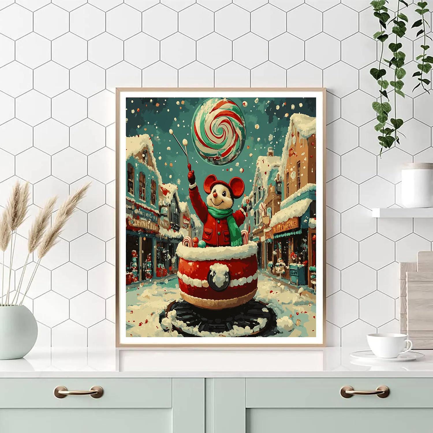 Snowglobe Parade On The Gingerbread Main Street paint by numbers