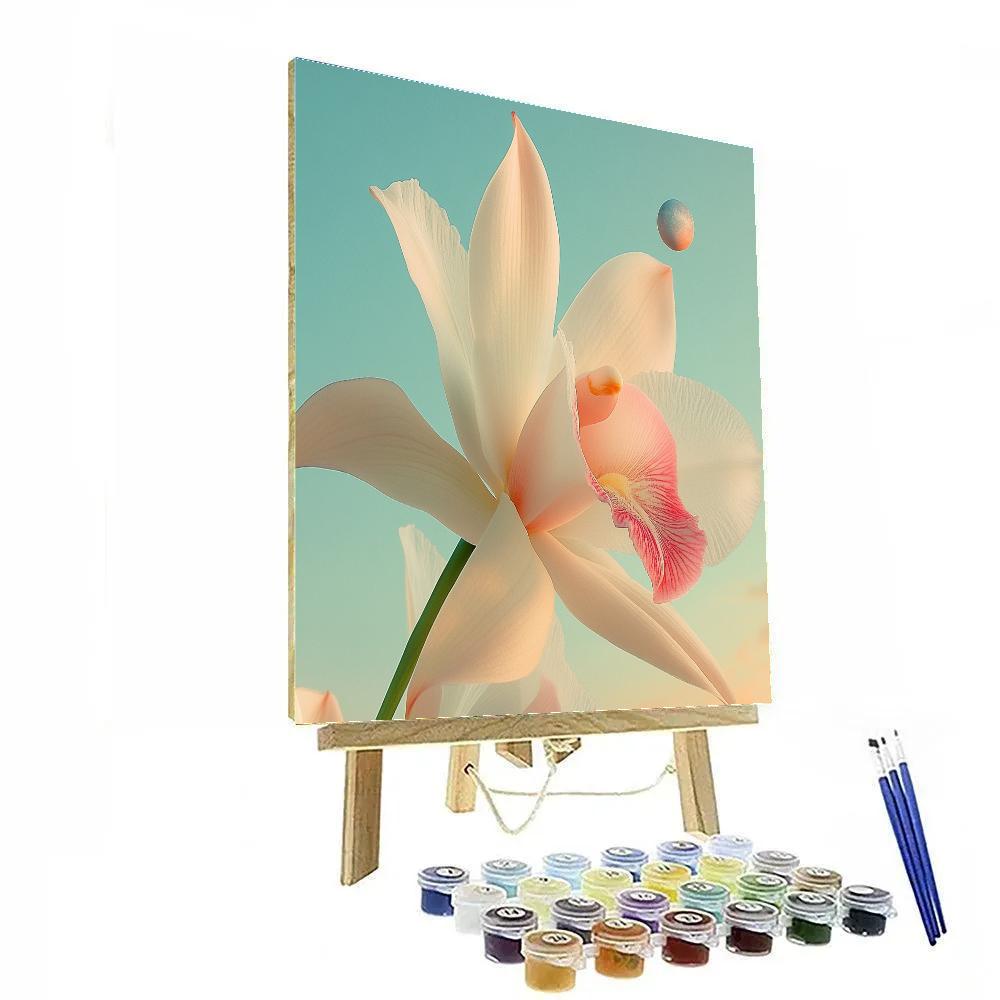 Georgia OKeeffe Inspired Giant Orchid And Distant Planet paint by number