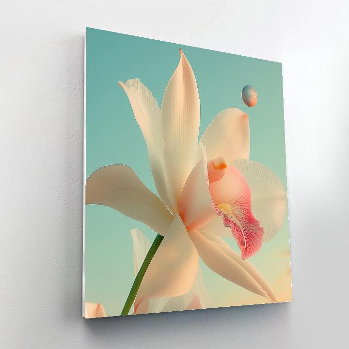 Georgia OKeeffe Inspired Giant Orchid And Distant Planet paint by number