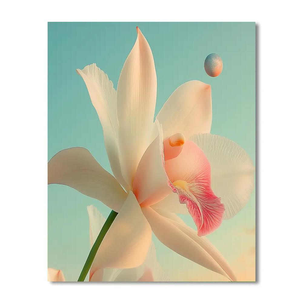 Georgia OKeeffe Inspired Giant Orchid And Distant Planet paint by number