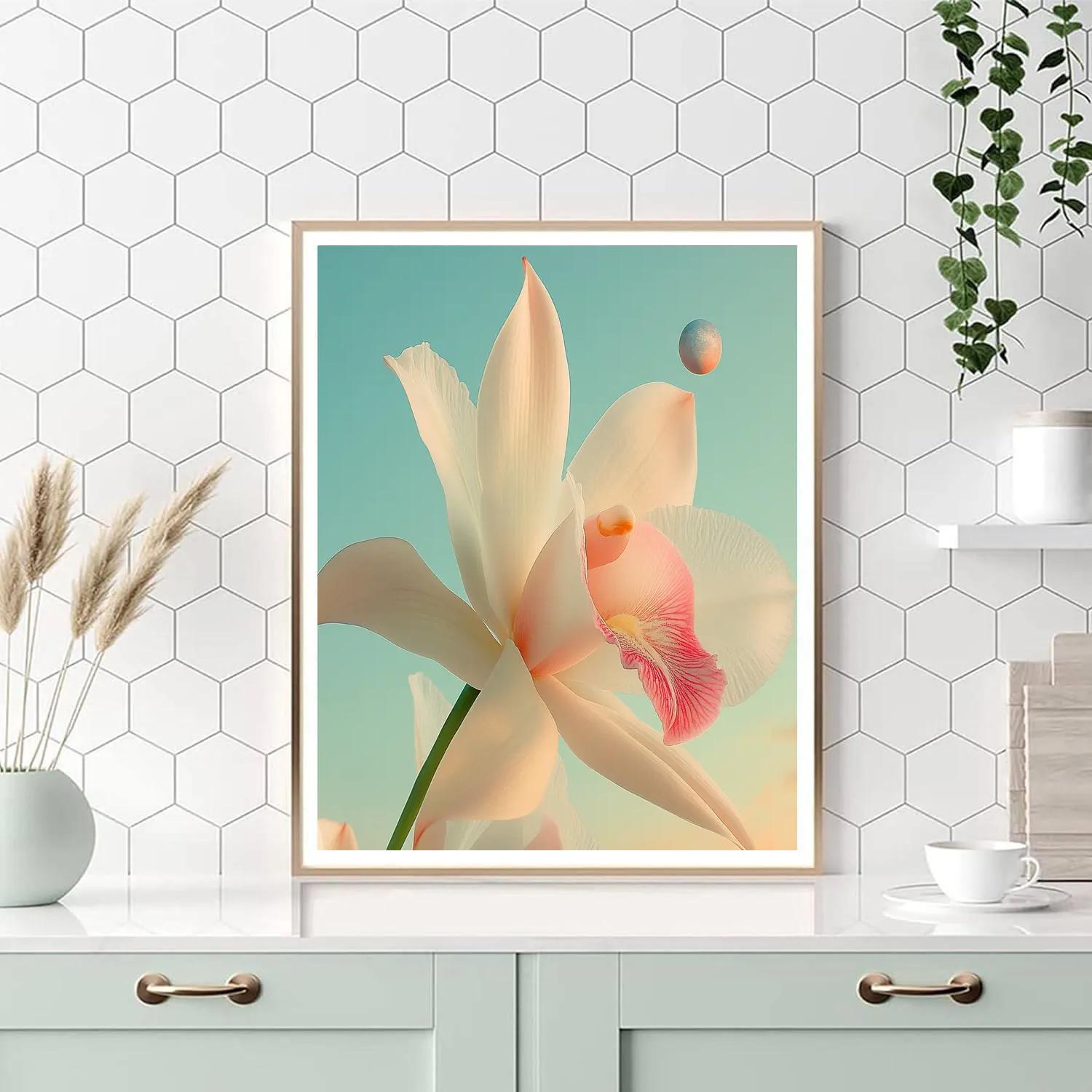 Georgia OKeeffe Inspired Giant Orchid And Distant Planet paint by number