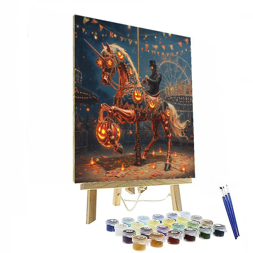 Midnight Carousel With Spooky Clockwork paint by color