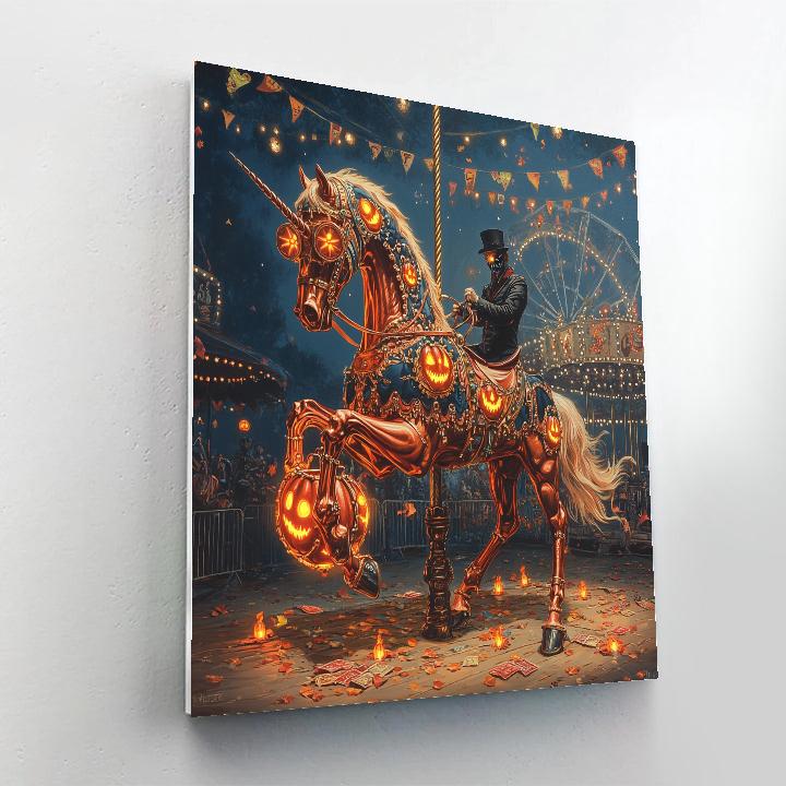 Midnight Carousel With Spooky Clockwork paint by color
