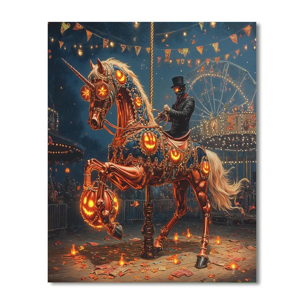 Midnight Carousel With Spooky Clockwork paint by color