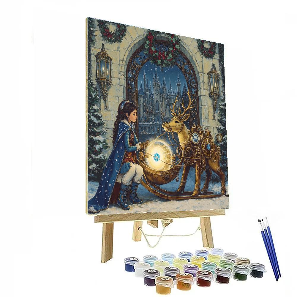 Aurora Sleigh Workshop At The Clockwork Castle Gate Numbered painting kits
