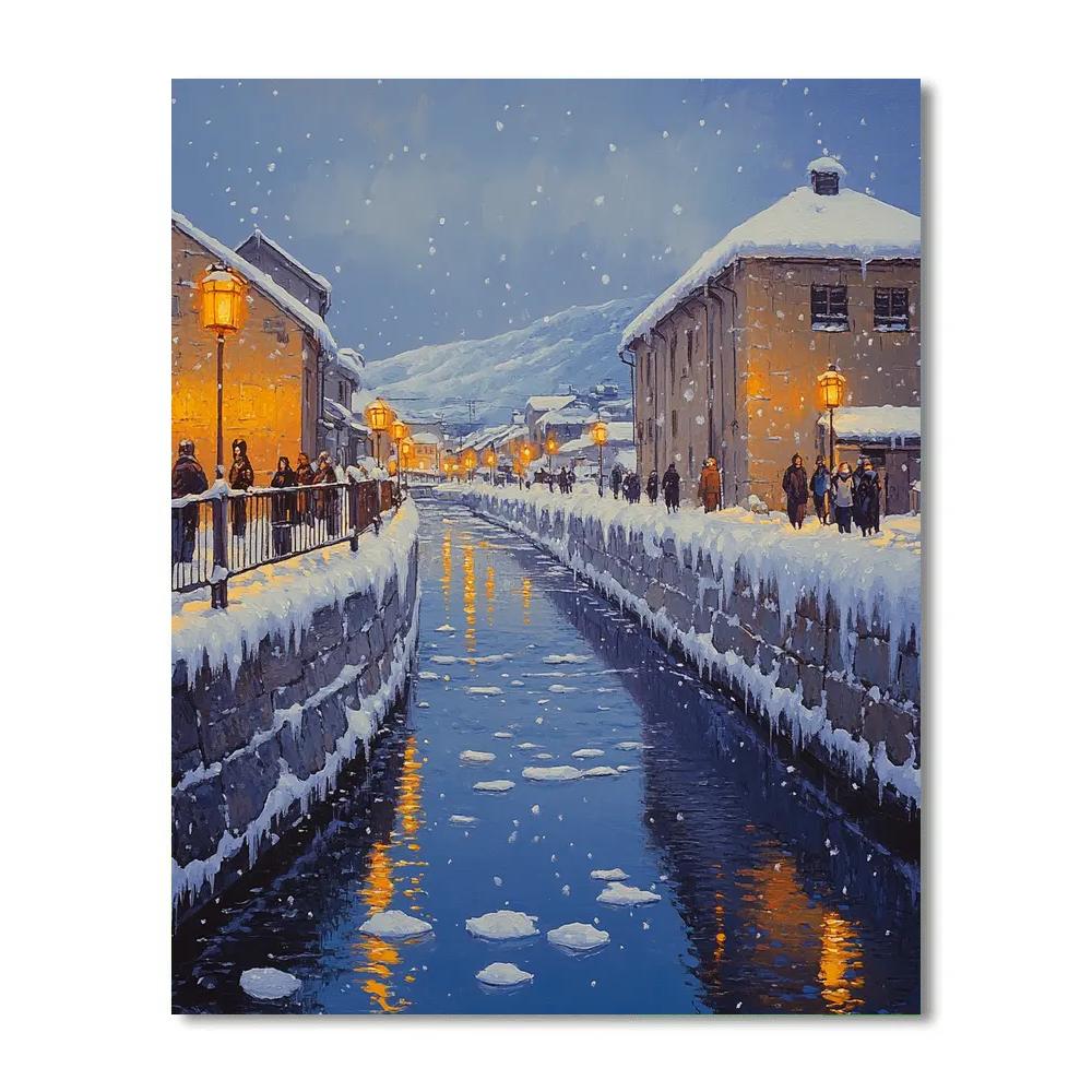 Winter Ice Lanterns At Hokkaido Canal Otaru Japan paint by number