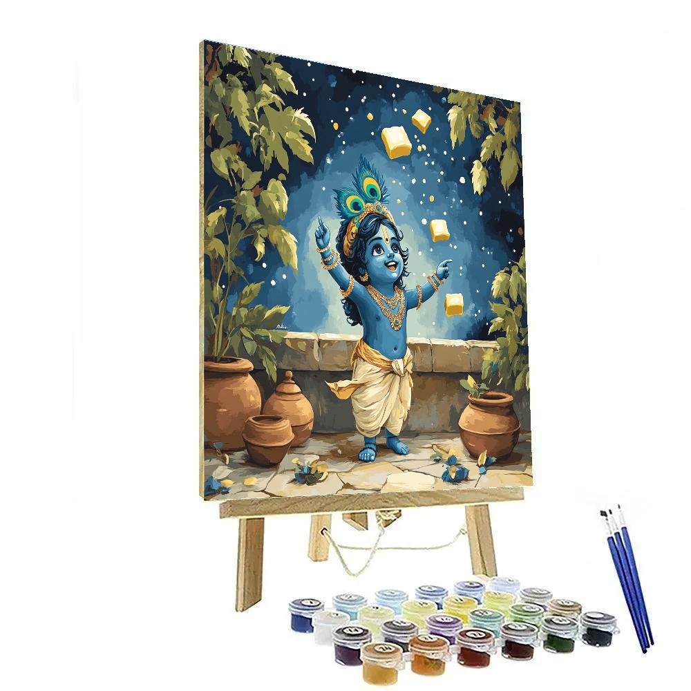 Krishna And The Moonlit Butter Constellations Paint by numbers kits