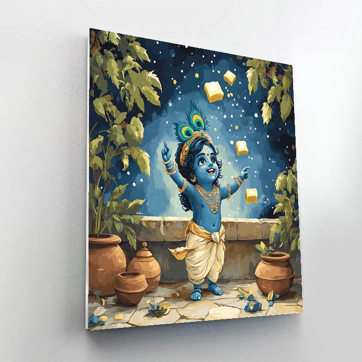 Krishna And The Moonlit Butter Constellations Paint by numbers kits