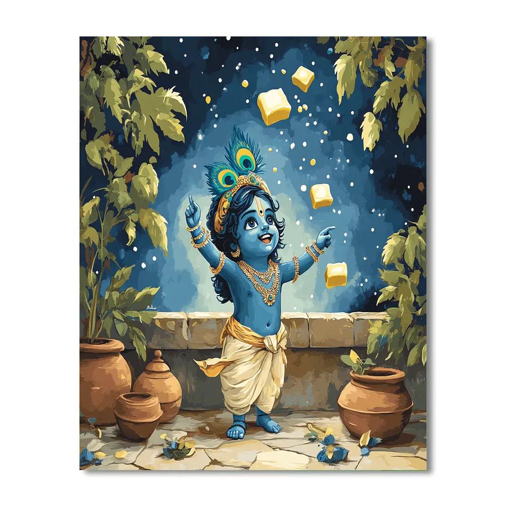 Krishna And The Moonlit Butter Constellations Paint by numbers kits