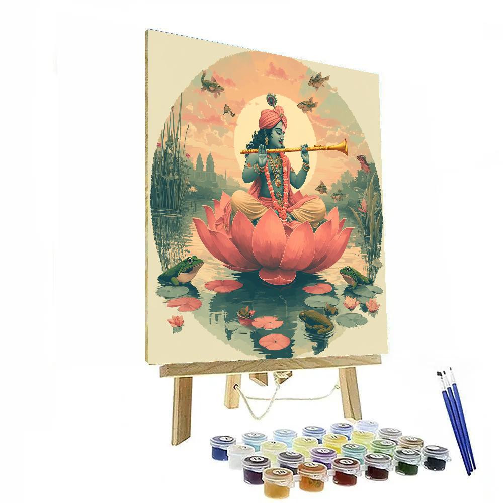 Krishna Conducting A Lotus Lake Orchestra Numbered painting kits