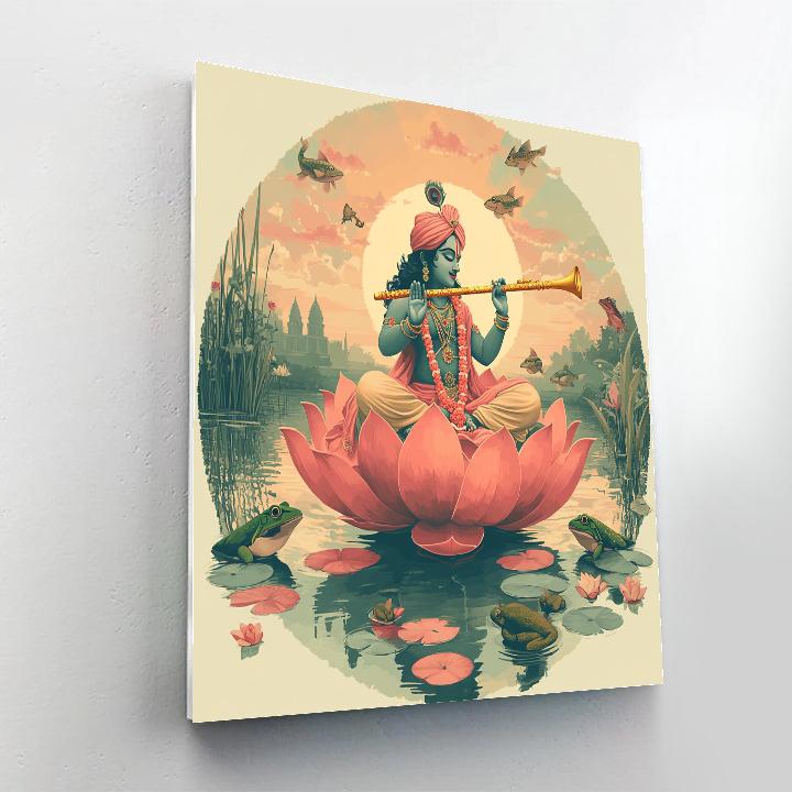 Krishna Conducting A Lotus Lake Orchestra Numbered painting kits