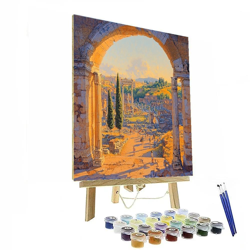 Stone Arches Of The Roman Forum Rome Italy paint by numbers