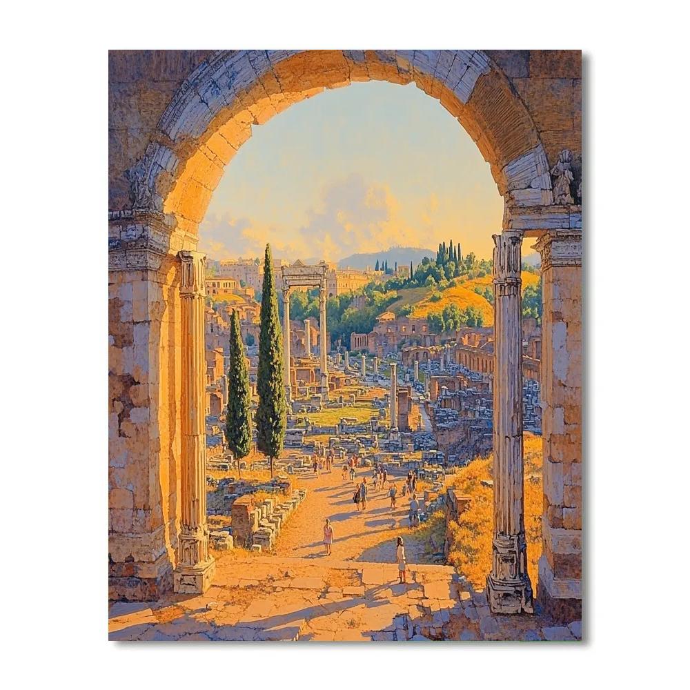 Stone Arches Of The Roman Forum Rome Italy paint by numbers