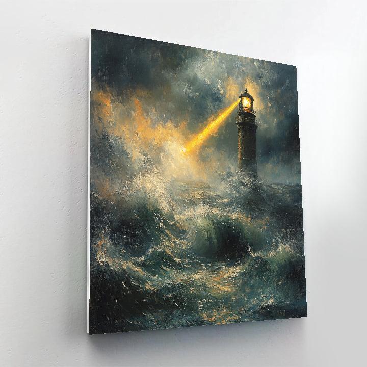 JMW Turner Inspired Storm Over Lighthouse And Sea Number painting