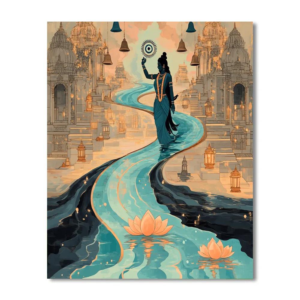 Vishnu As Protector Of The River Of Time Paint by numbers kits