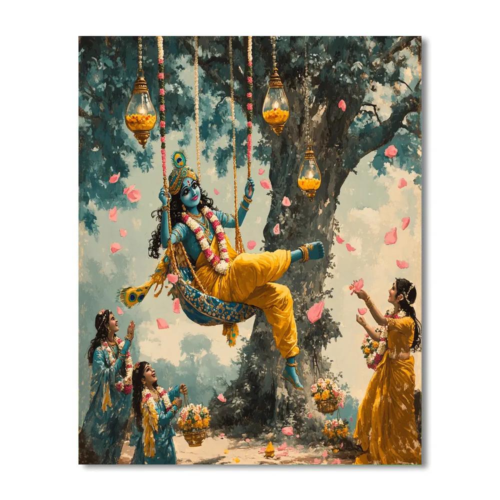Krishna And The Time Dilation Swing paint by color