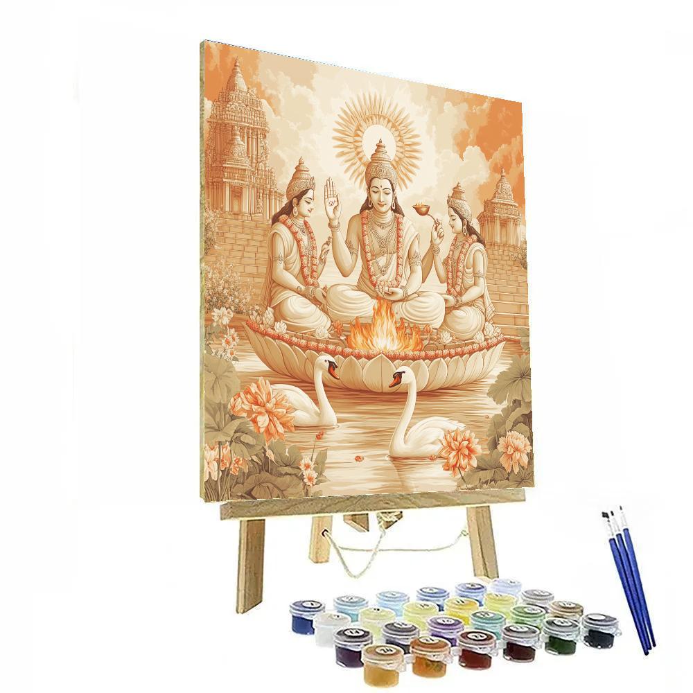 Riverbank Ritual Under Brahma Skies Painting by numbers kit