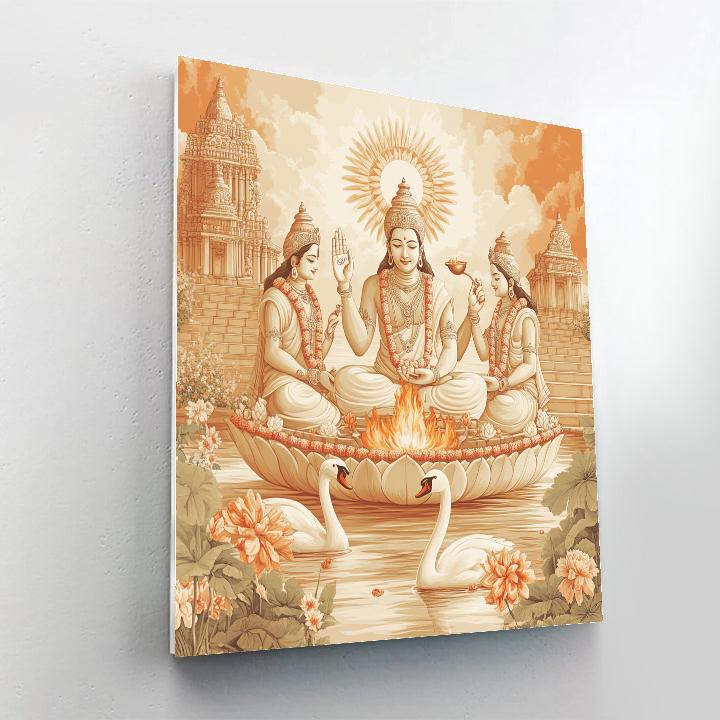 Riverbank Ritual Under Brahma Skies Painting by numbers kit