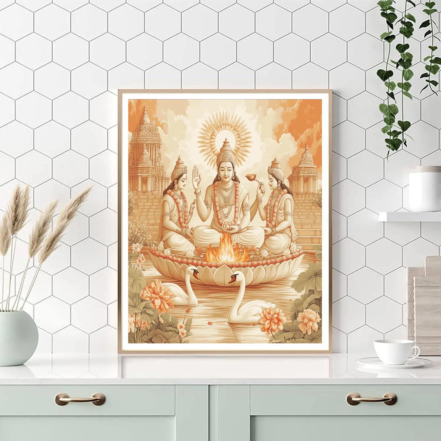 Riverbank Ritual Under Brahma Skies Painting by numbers kit