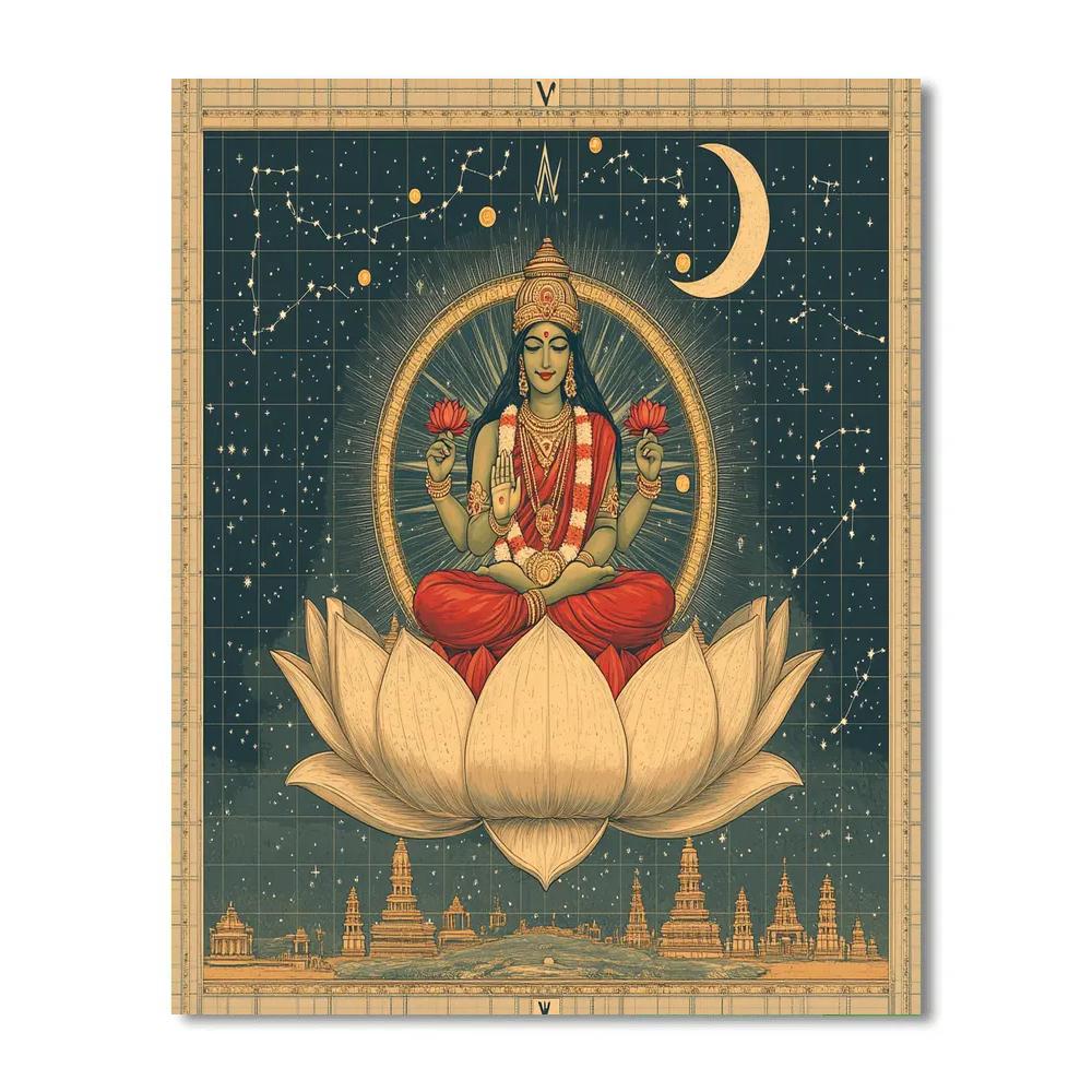 Lotus Compass With Lakshmi At The Core Paint by numbers kits