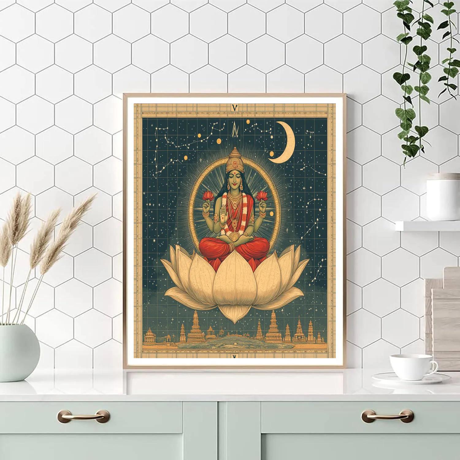 Lotus Compass With Lakshmi At The Core Paint by numbers kits