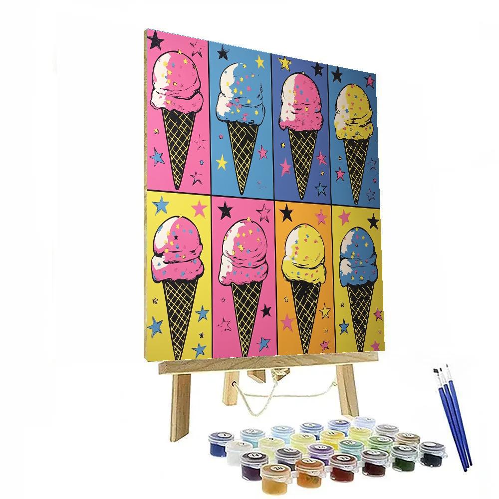 Andy Warhol Inspired Pop Art Ice Cream Constellations painting number kit