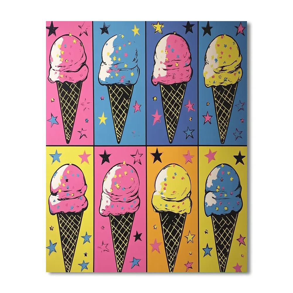 Andy Warhol Inspired Pop Art Ice Cream Constellations painting number kit