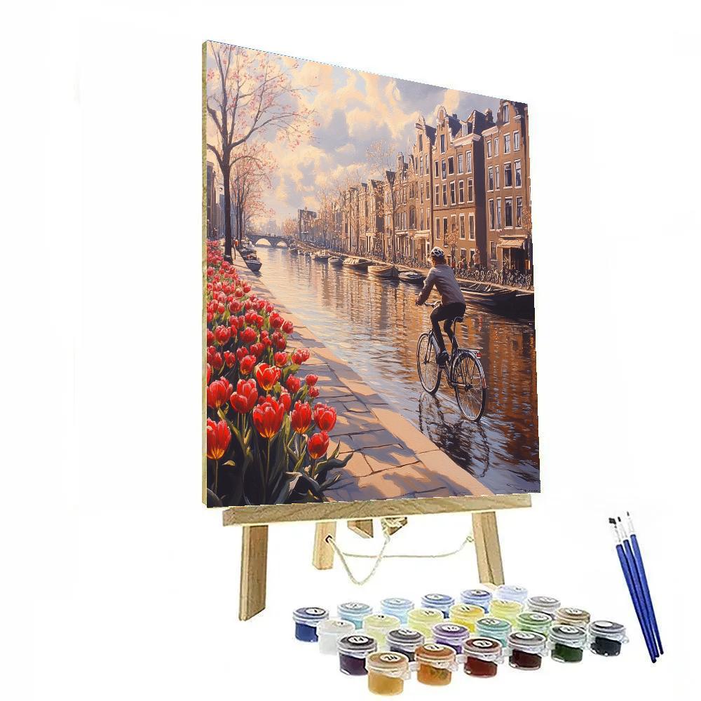 Riverside Bike Lane At Amstel Quay Amsterdam Netherlands Number painting