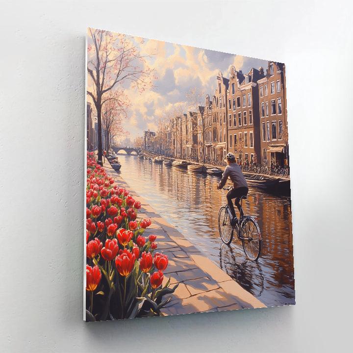 Riverside Bike Lane At Amstel Quay Amsterdam Netherlands Number painting