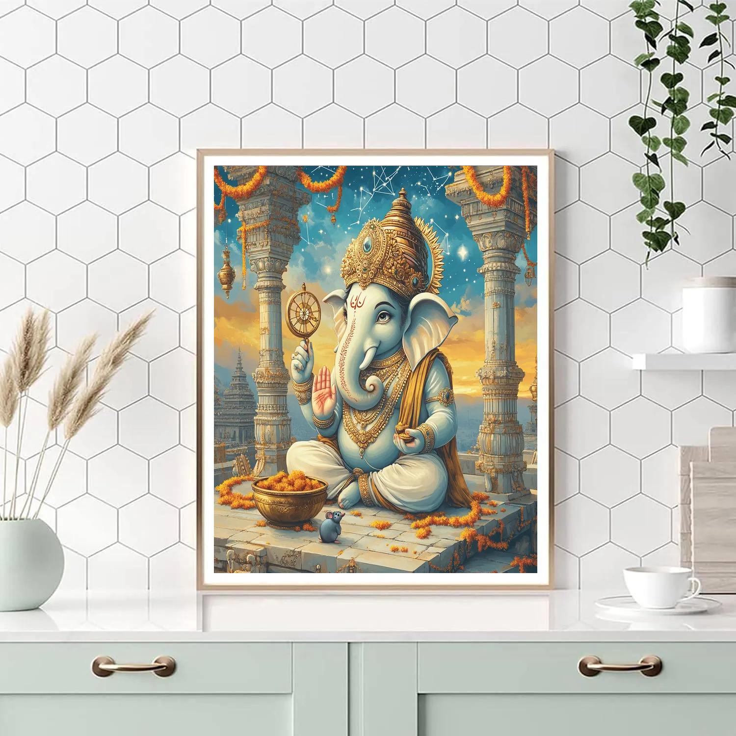 Lotus Observatory With Ganesha At Dawn Painting by numbers kit