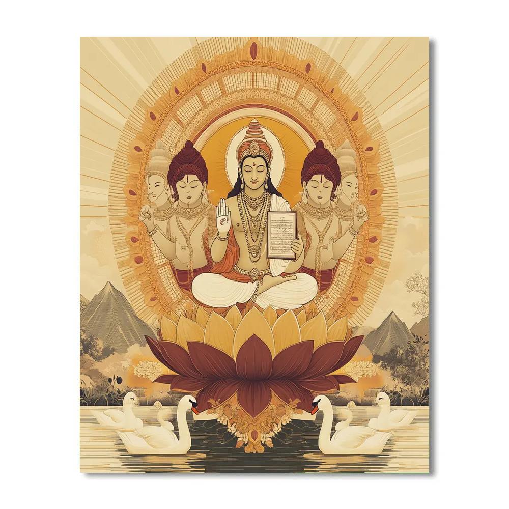 Brahma Crowned Sunrise Mandala DIY paint by numbers