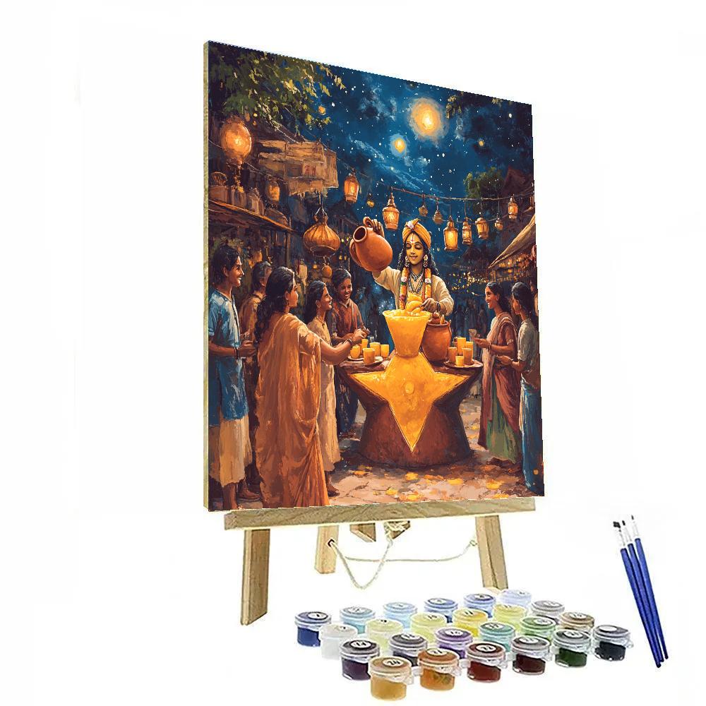 Krishna Serving Mango Lassi At A Star Market Number painting