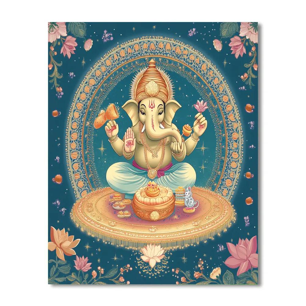 Ganesha Crafted Celestial Drum Mandala Numbered painting kits