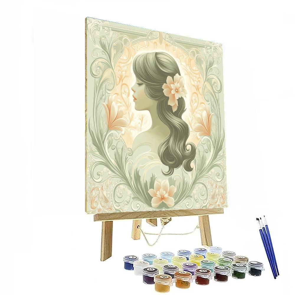 Alphonse Mucha Inspired Art Nouveau Spring Festival Poster Paint by numbers art