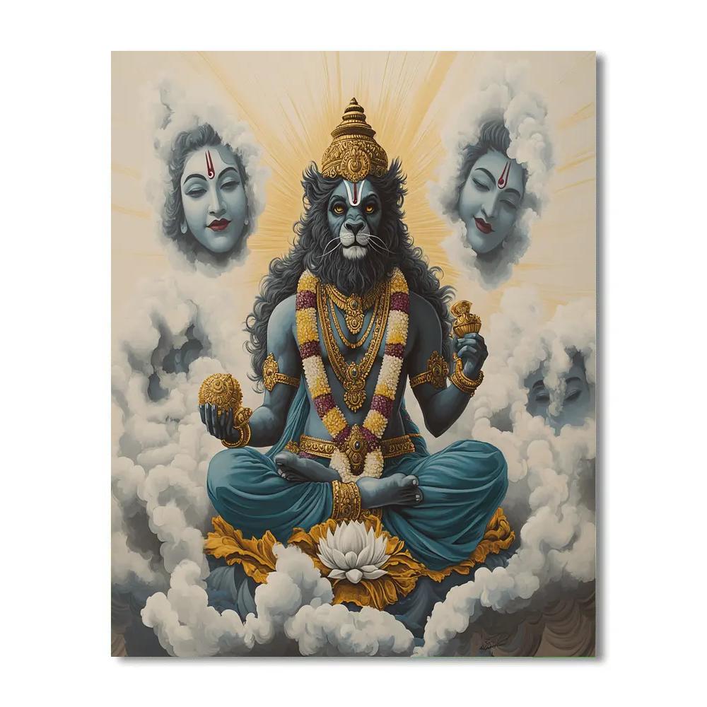 Narasimha Calming The Storm Of Fear painting number kit