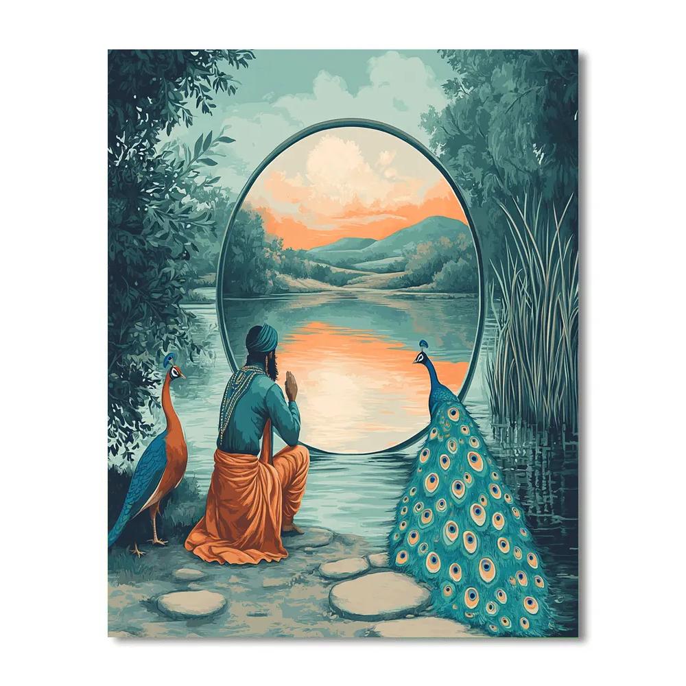 Krishna And The Mirror River Portal Number painting
