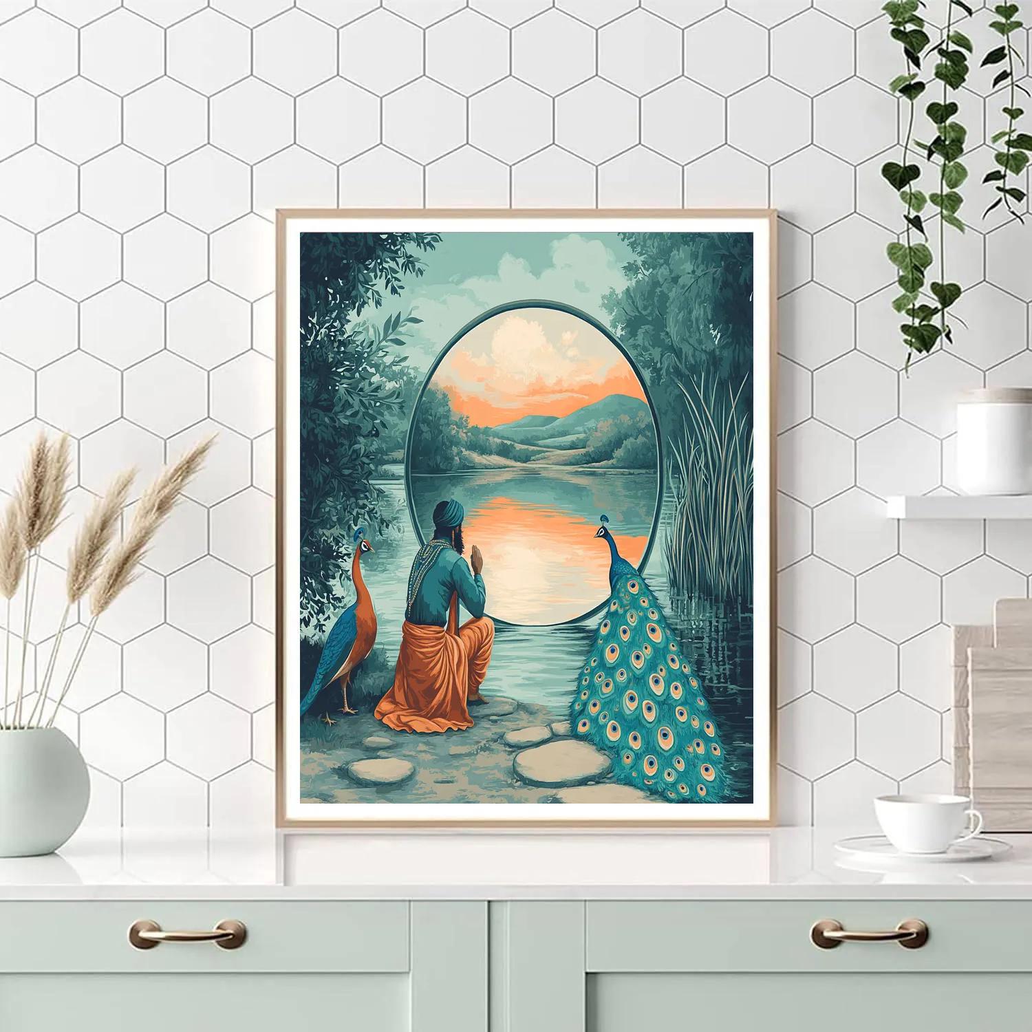 Krishna And The Mirror River Portal Number painting