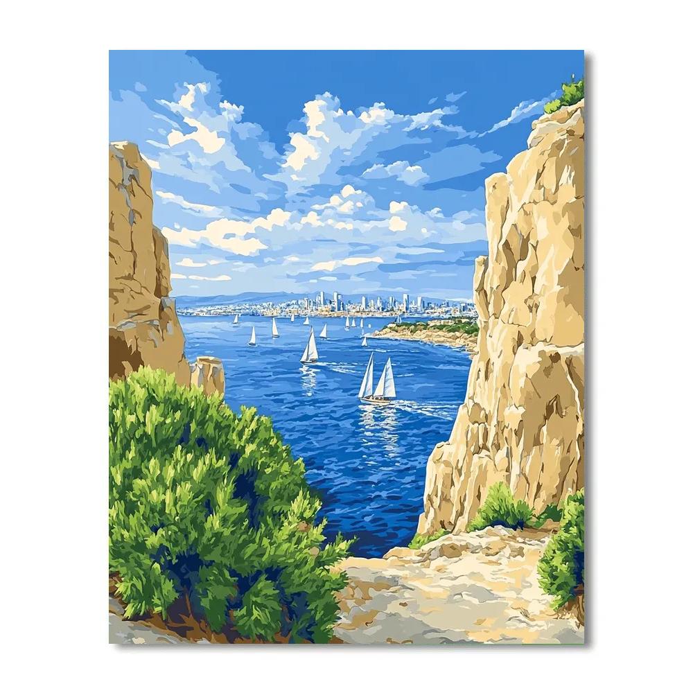 Seaside Cliffs At Sausalito Overlook San Francisco Bay Area United States painting number kit