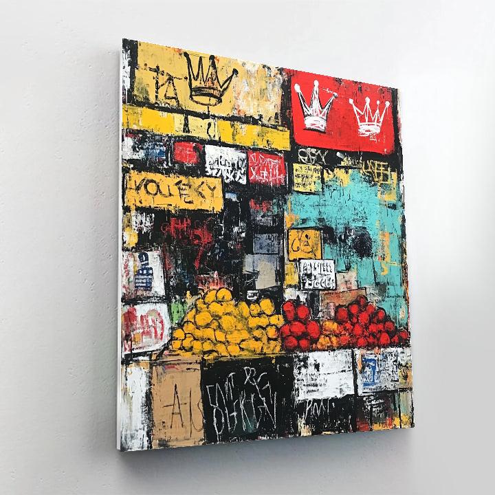 Jean Michel Basquiat Inspired Street Market Energy Number painting