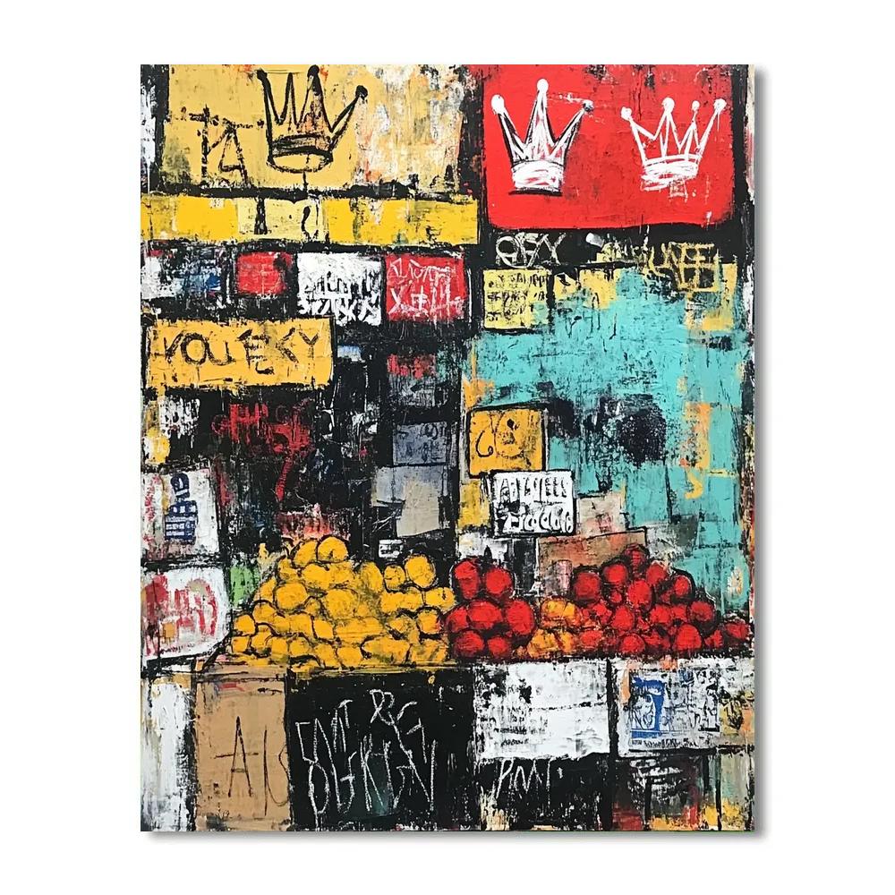 Jean Michel Basquiat Inspired Street Market Energy Number painting