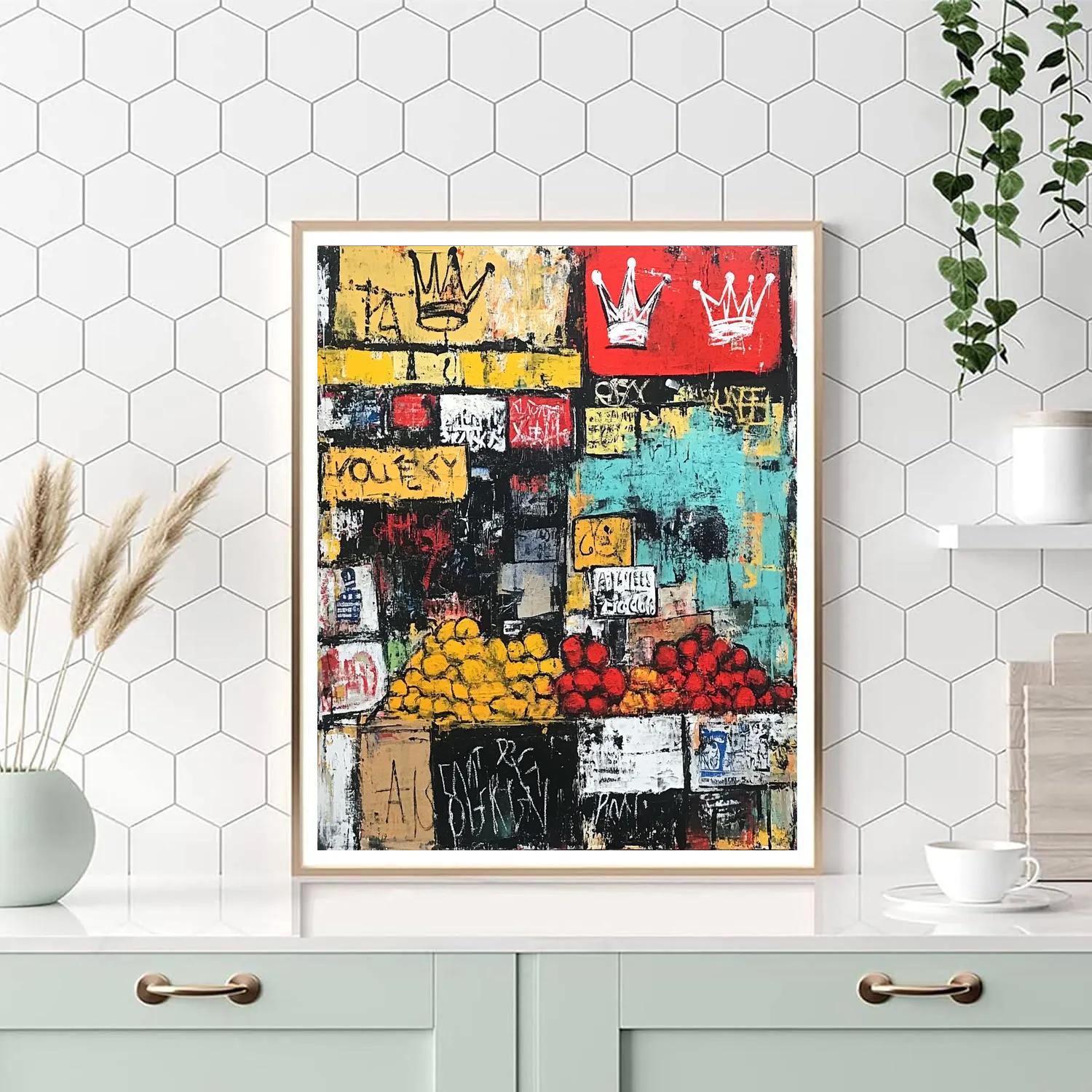 Jean Michel Basquiat Inspired Street Market Energy Number painting