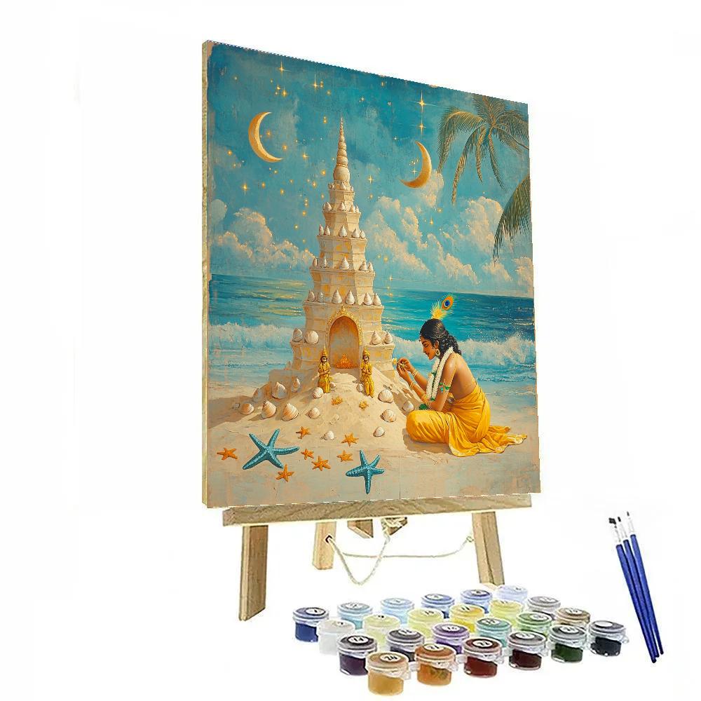 Krishna Building A Sand Temple On A Celestial Beach Numbered painting kits