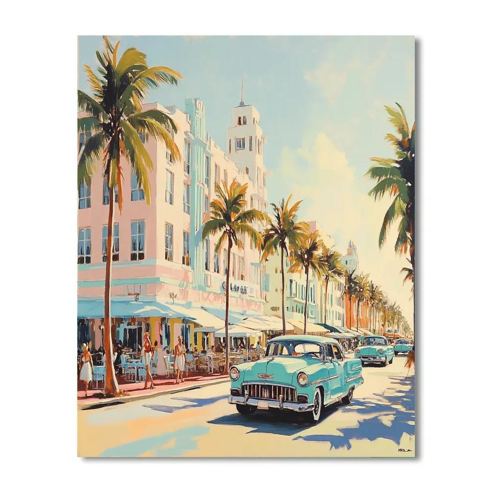 Art Deco Lines At Ocean Drive Miami Beach United States Painting by numbers kit